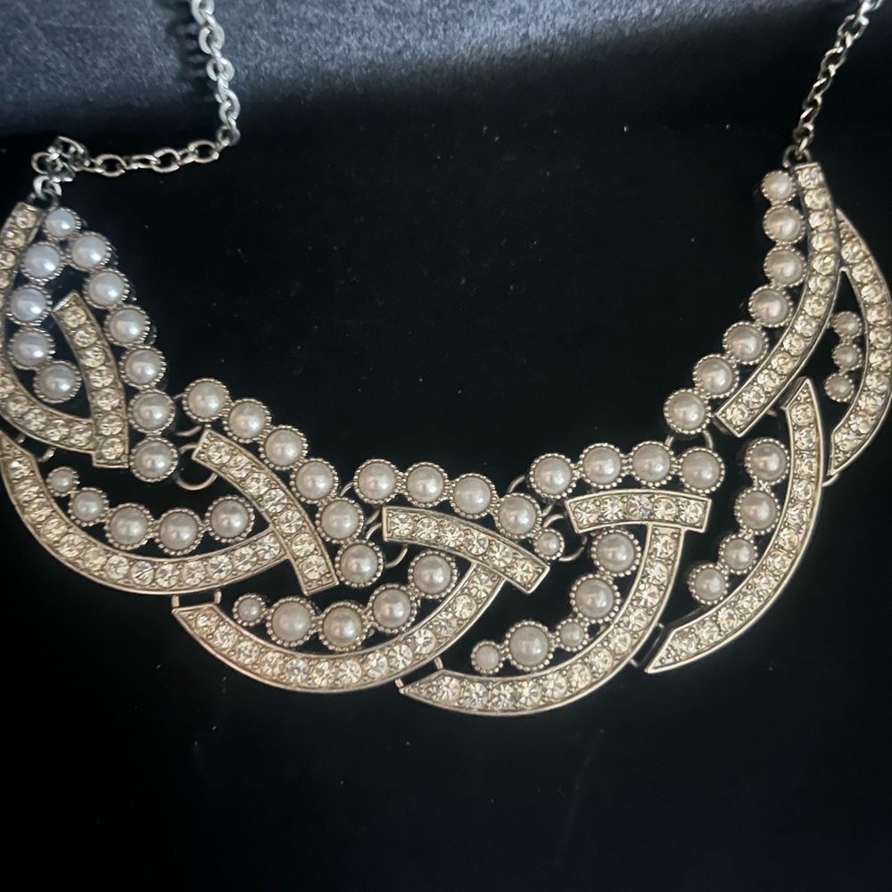 Premier Designs Silver Necklace with Pearl Accents